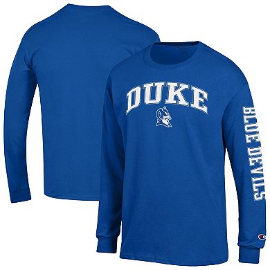 Men's Champion Royal Duke Blue Devils Arch Over Logo 2-Hit Long Sleeve T-Shirt