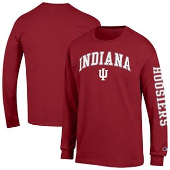 Men's Champion Crimson Indiana Hoosiers Arch Over Logo 2-Hit Long Sleeve T-Shirt