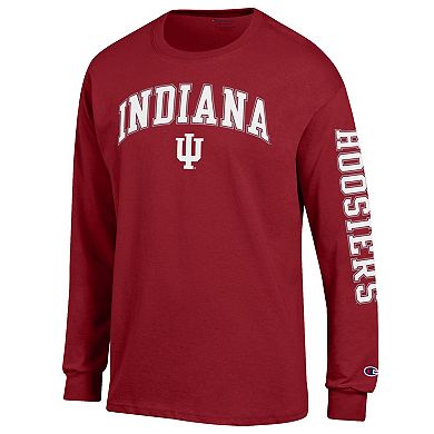 Men's Champion Crimson Indiana Hoosiers Arch Over Logo 2-Hit Long Sleeve T-Shirt
