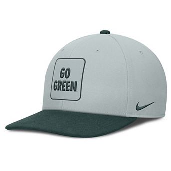 Men's Nike Gray/Green Michigan State Spartans 2025 Sideline Campus Pro Local Snapback Hat