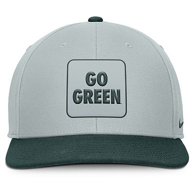 Men's Nike Gray/Green Michigan State Spartans 2025 Sideline Campus Pro Local Snapback Hat