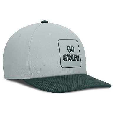 Men's Nike Gray/Green Michigan State Spartans 2025 Sideline Campus Pro Local Snapback Hat