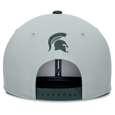 Men's Nike Gray/Green Michigan State Spartans 2025 Sideline Campus Pro Local Snapback Hat