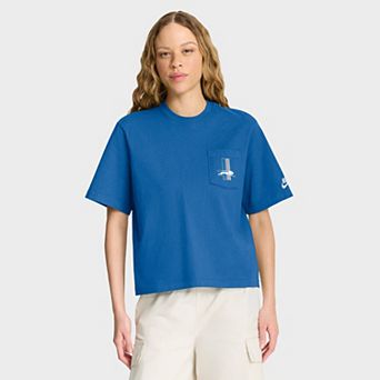 Women's Nike Blue Detroit Lions Rewind Pocket Boxy T-Shirt