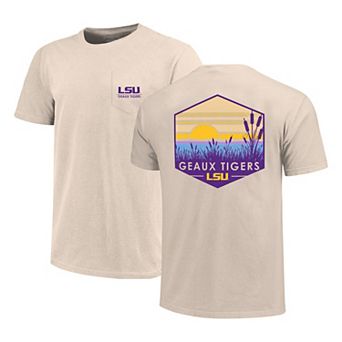 Men's Natural LSU Tigers Big & Tall Landscape Shield Essential Pocket T-Shirt