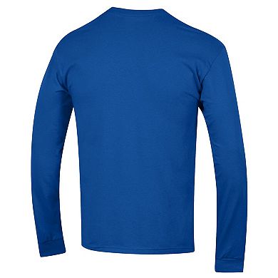 Men's Champion Royal SMU Mustangs Arch Over Logo 2-Hit Long Sleeve T-Shirt