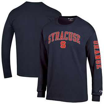 Men's Champion Navy Syracuse Orange Arch Over Logo 2-Hit Long Sleeve T-Shirt
