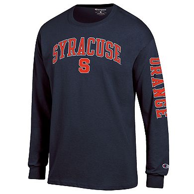 Men's Champion Navy Syracuse Orange Arch Over Logo 2-Hit Long Sleeve T-Shirt