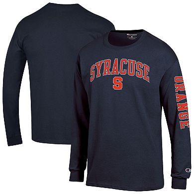 Men's Champion Navy Syracuse Orange Arch Over Logo 2-Hit Long Sleeve T-Shirt