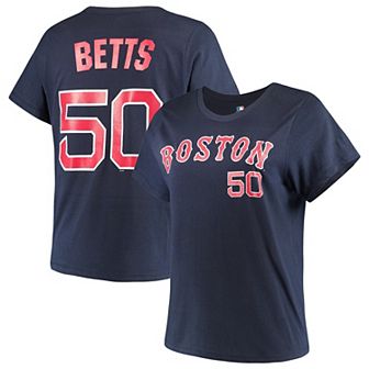 Women's Majestic Mookie Betts Navy Boston Red Sox Team Name & Number T-Shirt