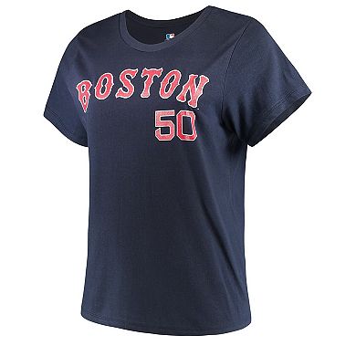 Women's Majestic Mookie Betts Navy Boston Red Sox Team Name & Number T-Shirt
