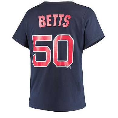 Women's Majestic Mookie Betts Navy Boston Red Sox Team Name & Number T-Shirt