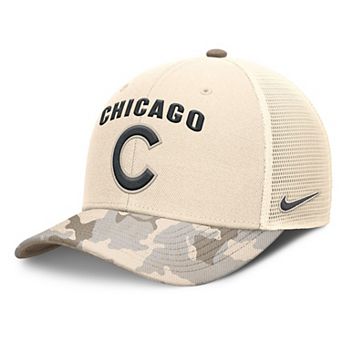 Men's Nike Natural Chicago Cubs Camo Natural Pack Rise Adjustable Trucker Hat
