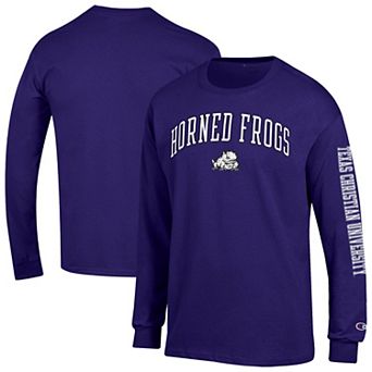 Men's Champion Purple TCU Horned Frogs Arch Over Logo 2-Hit Long Sleeve T-Shirt