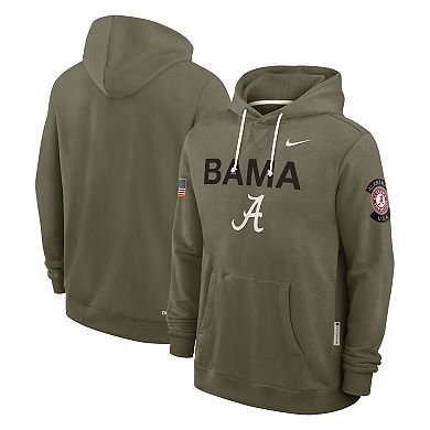 Men's Nike Olive Alabama Crimson Tide 2025 Military Appreciation Dri-FIT Hoodie