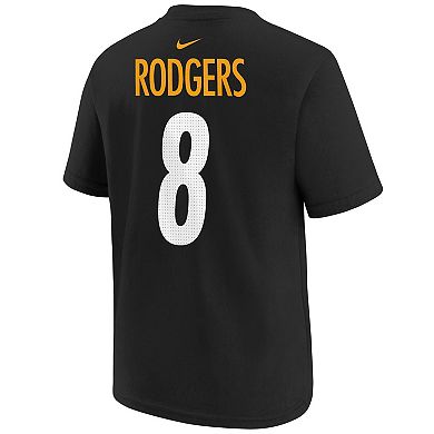 Youth Aaron Rodgers Black Pittsburgh Steelers Player Name & Number T-Shirt