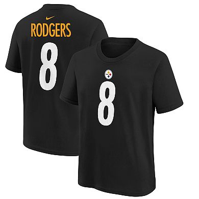 Youth Aaron Rodgers Black Pittsburgh Steelers Player Name & Number T-Shirt
