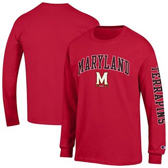 Men's Champion Red Maryland Terrapins Arch Over Logo 2-Hit Long Sleeve T-Shirt