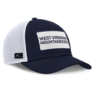 Men's Nike Navy/White West Virginia Mountaineers 2025 On-Field Rise Patch Trucker Adjustable Hat