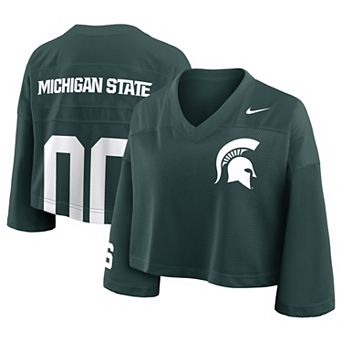 Women's Nike Green Michigan State Spartans Cropped Mesh Fashion Jersey