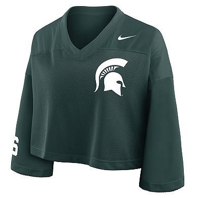 Women's Nike Green Michigan State Spartans Cropped Mesh Fashion Jersey