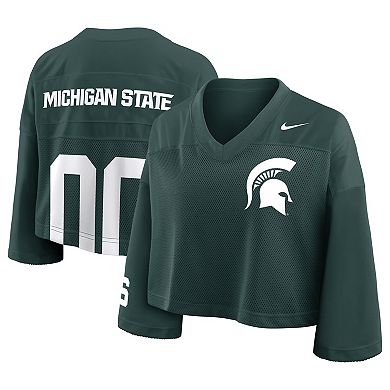 Women's Nike Green Michigan State Spartans Cropped Mesh Fashion Jersey