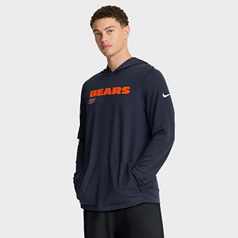 Men's Nike Navy Chicago Bears Big & Tall Sideline Performance Long Sleeve Hoodie T-Shirt
