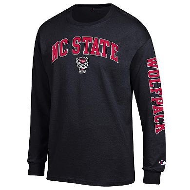 Men's Champion Black NC State Wolfpack Arch Over Logo Long Sleeve T-Shirt