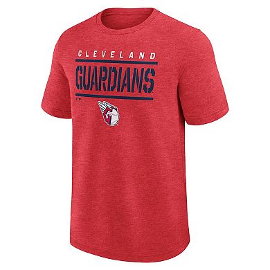 Men's Logo Athletic Heather Red Cleveland Guardians Top Notch T-Shirt