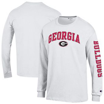 Men's Champion White Georgia Bulldogs Arch Over Logo 2-Hit Long Sleeve T-Shirt