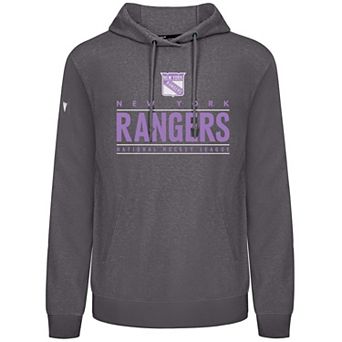 Men's Levelwear Gray New York Rangers Hockey Fights Cancer Pulsar Off Season Tri-Blend Pullover Hoodie