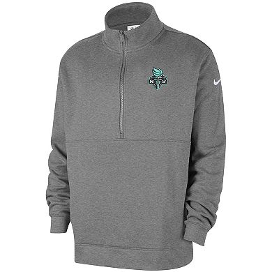 Men's Nike Heather Gray New York Liberty React Club Half-Zip Pullover