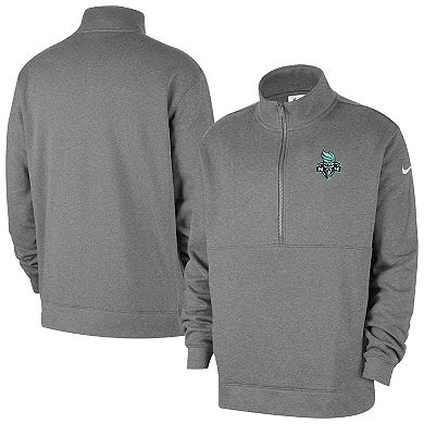 Men's Nike Heather Gray New York Liberty React Club Half-Zip Pullover