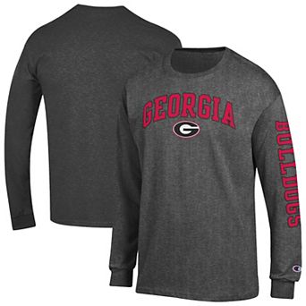 Men's Champion Charcoal Georgia Bulldogs Arch Over Logo 2-Hit Long Sleeve T-Shirt