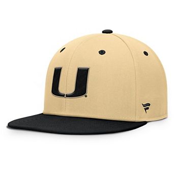 Men's Fanatics Gold/Black Miami Hurricanes Balance Fitted Hat