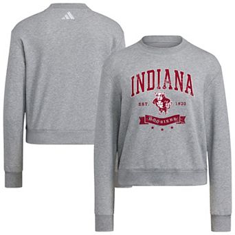 Women's adidas Gray Indiana Hoosiers Pullover Crewneck Sweatshirt