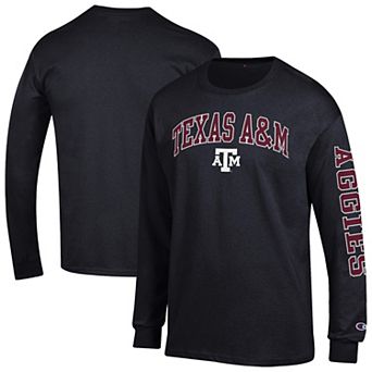 Men's Champion Black Texas A&M Aggies Arch Over Logo 2-Hit Long Sleeve T-Shirt