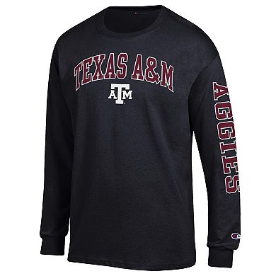 Men's Champion Black Texas A&M Aggies Arch Over Logo 2-Hit Long Sleeve T-Shirt