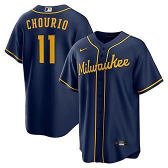 Men's Nike Jackson Chourio Navy Milwaukee Brewers Alternate 2 Replica Jersey