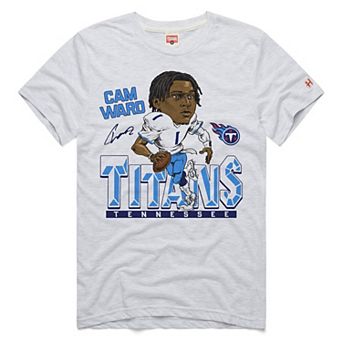 Men's Homage Cameron Ward Ash Tennessee Titans 2025 NFL Draft Caricature Player Graphic Tri-Blend T-Shirt
