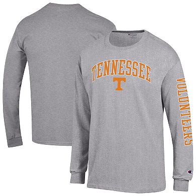 Men's Champion Heather Gray Tennessee Volunteers Arch Over Logo 2-Hit Long Sleeve T-Shirt