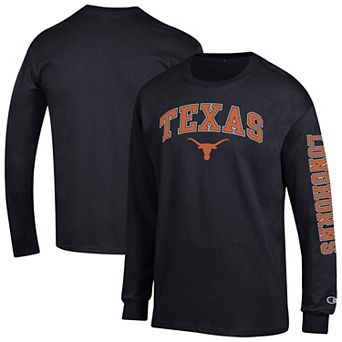 Men's Champion Black Texas Longhorns Arch Over Logo 2-Hit Long Sleeve T-Shirt
