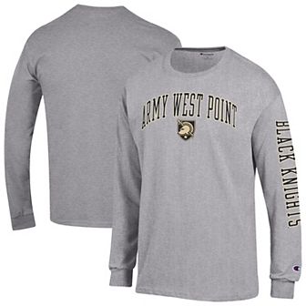 Men's Champion Heather Gray Army Black Knights Arch Over Logo 2-Hit Long Sleeve T-Shirt
