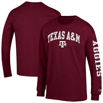 Men's Champion Maroon Texas A&M Aggies Arch Over Logo 2-Hit Long Sleeve T-Shirt