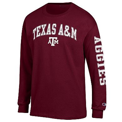 Men's Champion Maroon Texas A&M Aggies Arch Over Logo 2-Hit Long Sleeve T-Shirt