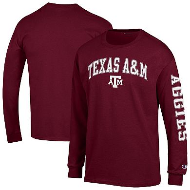 Men's Champion Maroon Texas A&M Aggies Arch Over Logo 2-Hit Long Sleeve T-Shirt