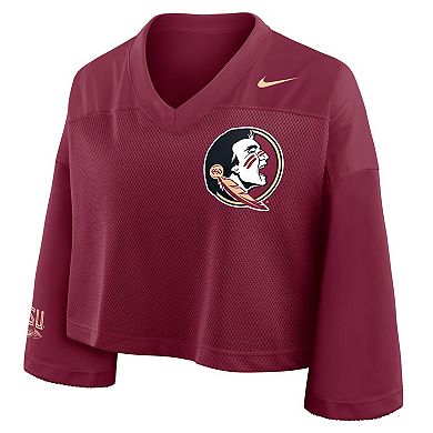 Women's Nike Garnet Florida State Seminoles Cropped Mesh Fashion Jersey