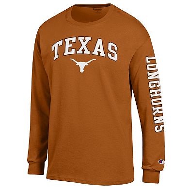 Men's Champion Texas Orange Texas Longhorns Arch Over Logo 2-Hit Long Sleeve T-Shirt