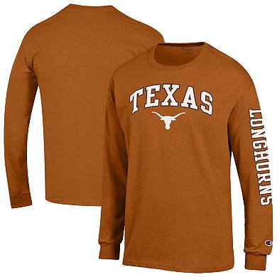 Men's Champion Texas Orange Texas Longhorns Arch Over Logo 2-Hit Long Sleeve T-Shirt