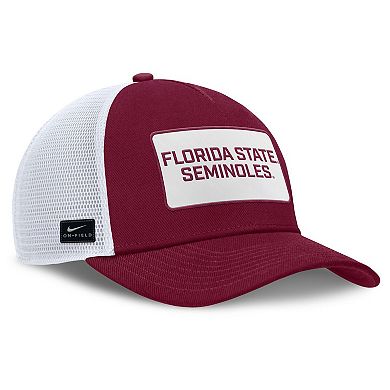 Men's Nike Garnet/White Florida State Seminoles 2025 On-Field Rise Patch Trucker Adjustable Hat